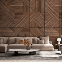 Geometric wallpaper Wooden panels wall mural