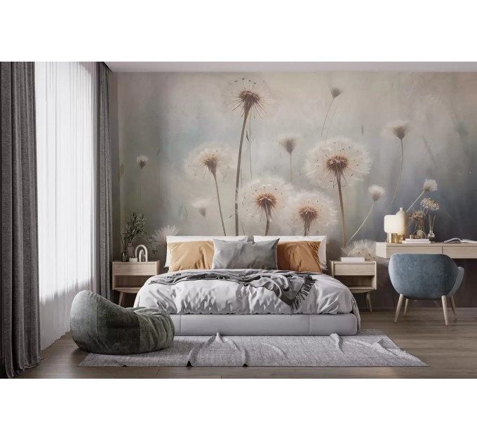 Large dandelion flowers wall mural, Floral wallpaper
