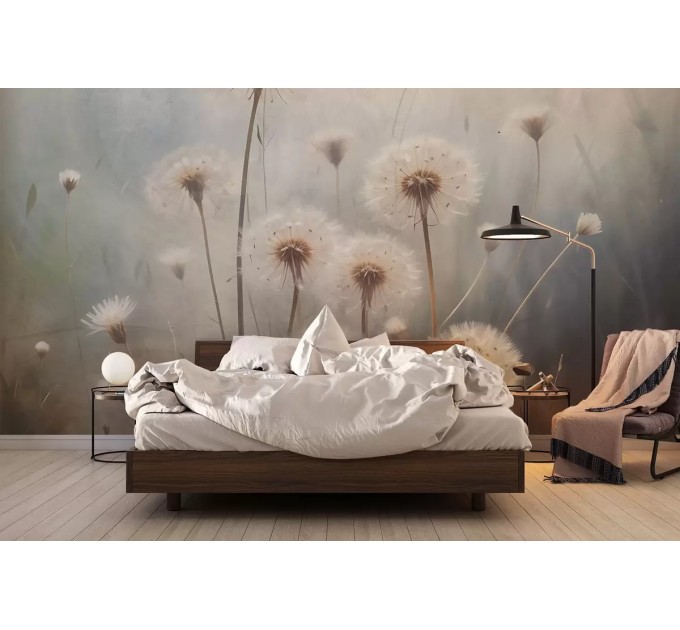 Large dandelion flowers wall mural, Floral wallpaper