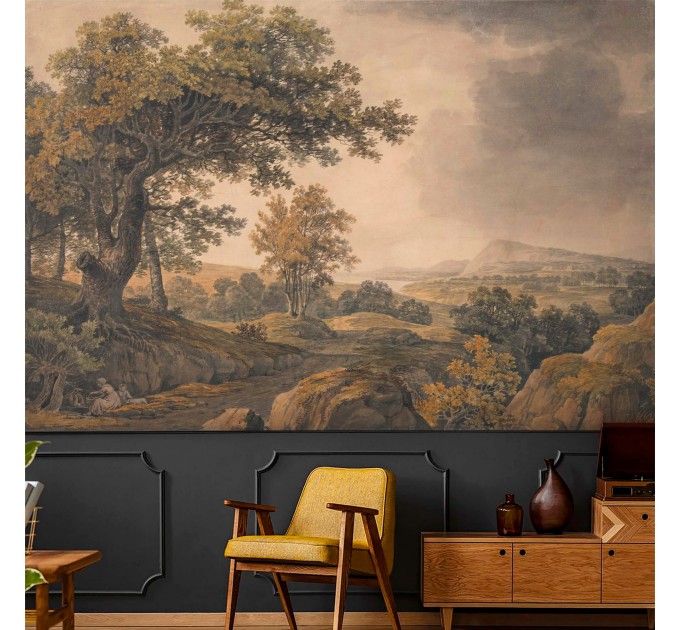 Vintage scenic wallpaper, Peel and stick landscape wall mural