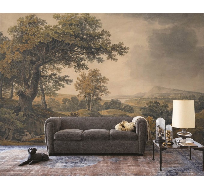 Vintage scenic wallpaper, Peel and stick landscape wall mural