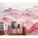Baby girl Nursery pink watercolor mountains wall mural