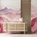 Baby girl Nursery pink watercolor mountains wall mural