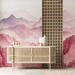 Baby girl Nursery pink watercolor mountains wall mural