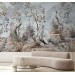 Birds in garden wallpaper with peacock, Chinoiserie style