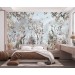 Birds in garden wallpaper with peacock, Chinoiserie style