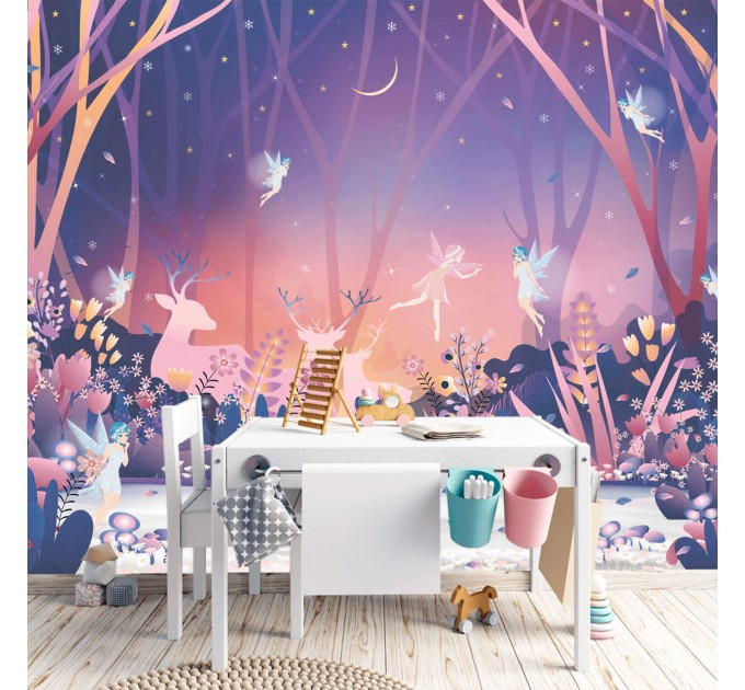 Fairy forest nursery wallpaper purple forest Girls bedroom