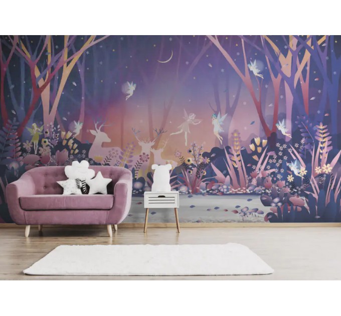 Fairy forest nursery wallpaper purple forest Girls bedroom