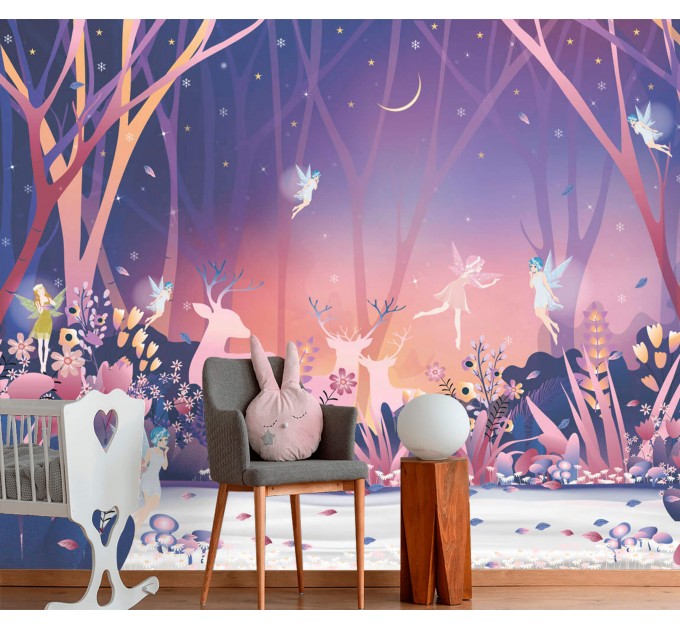 Fairy forest nursery wallpaper purple forest Girls bedroom