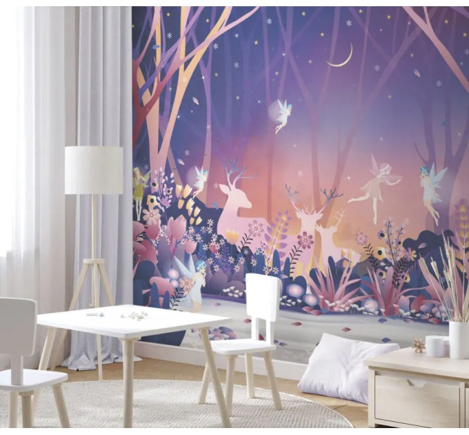 Fairy forest nursery wallpaper purple forest Girls bedroom