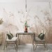 Soft beige botanical wall mural Wild field wallpaper