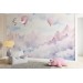 Baby girl room mountains wall mural, pastel landscape
