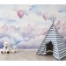 Baby girl room mountains wall mural, pastel landscape