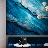 Abstract blue wallpaper mural Stone slice