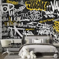 Graffiti wall mural, Teenage wallpaper, Boys room wallpaper