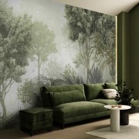 Green forest landscape wall paper, Scenic nature wall mural