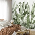 Tropical plants wallpaper mural botanical accent wall