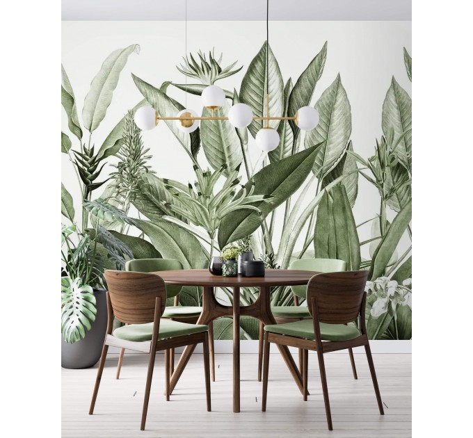 Tropical plants wallpaper mural botanical accent wall