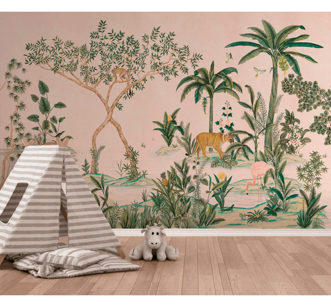 Jungle wall mural wildlife animals wallpaper