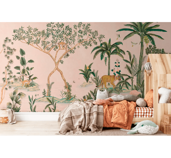 Jungle wall mural wildlife animals wallpaper