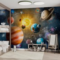 Space wall mural Kids room planets wallpaper