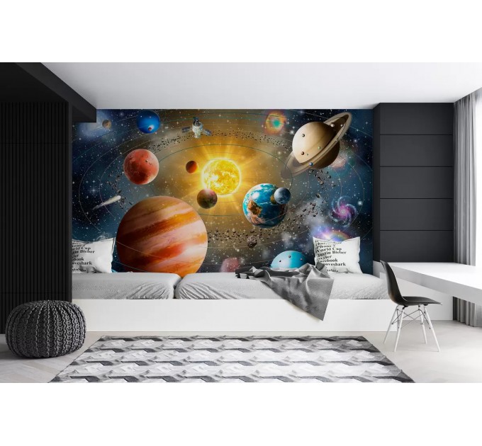Space wall mural Kids room planets wallpaper