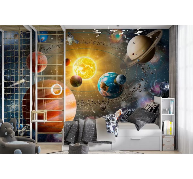 Space wall mural Kids room planets wallpaper