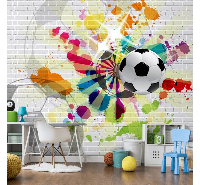 Football soccer ball wallpaper Sport kids game room 3D mural