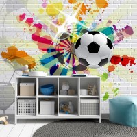 Football soccer ball wallpaper Sport kids game room 3D mural
