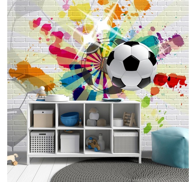 Football soccer ball wallpaper Sport kids game room 3D mural