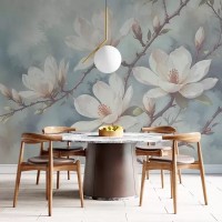 Floral wallpaper mural Elegant large flowers wall mural