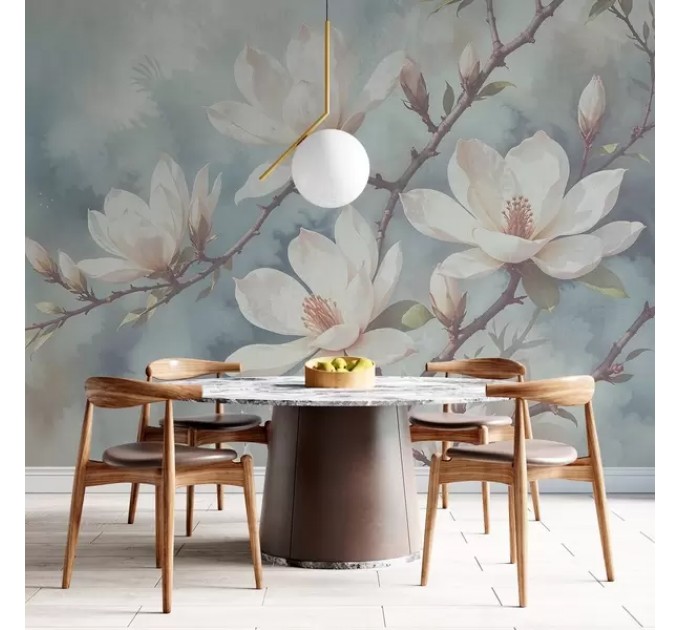 Floral wallpaper mural Elegant large flowers wall mural