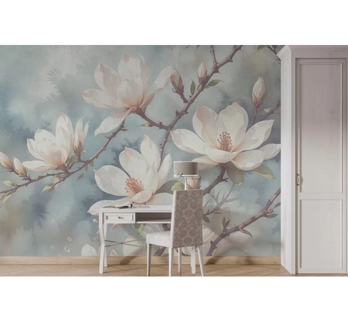 Floral wallpaper mural Elegant large flowers wall mural