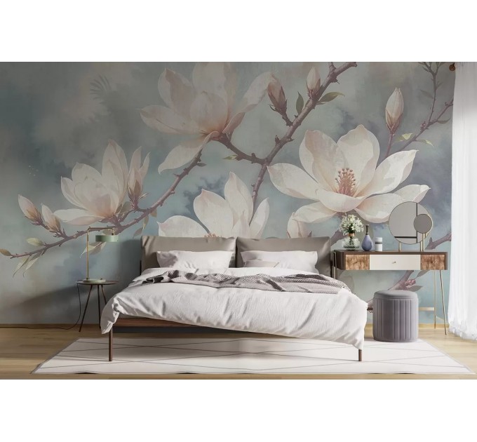 Floral wallpaper mural Elegant large flowers wall mural