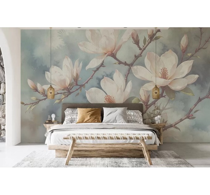 Floral wallpaper mural Elegant large flowers wall mural