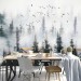 Foggy forest wall mural, landscape wallpaper