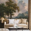 Vintage landscape wallpaper, Scenic wall mural