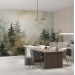 Watercolor forest wallpaper Foggy forest wall mural