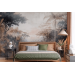 Vintage tropical wallpaper, Jungle landscape wall mural