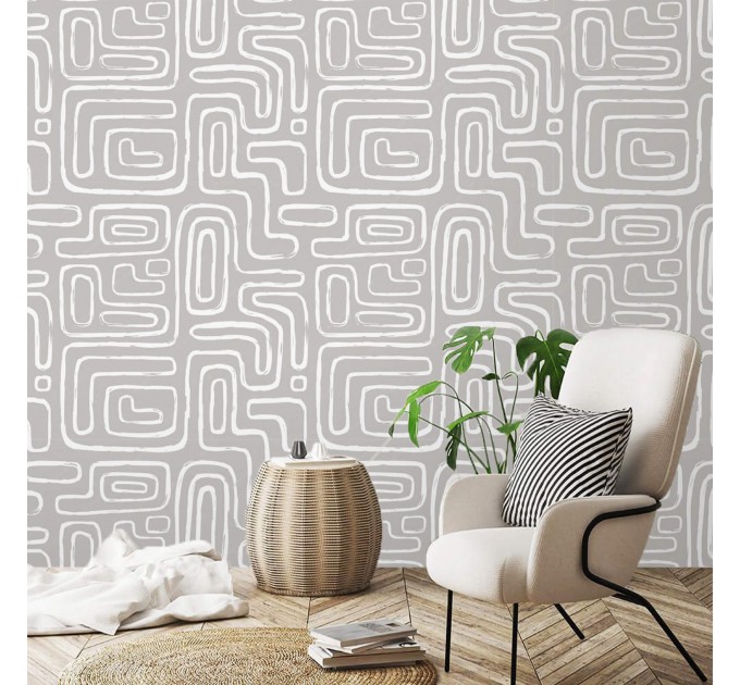 Abstract lines wallpaper geometric paint strokes gray white