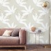 Neutral wallpaper large leaves, minimalist botanical design