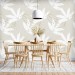 Neutral wallpaper large leaves, minimalist botanical design