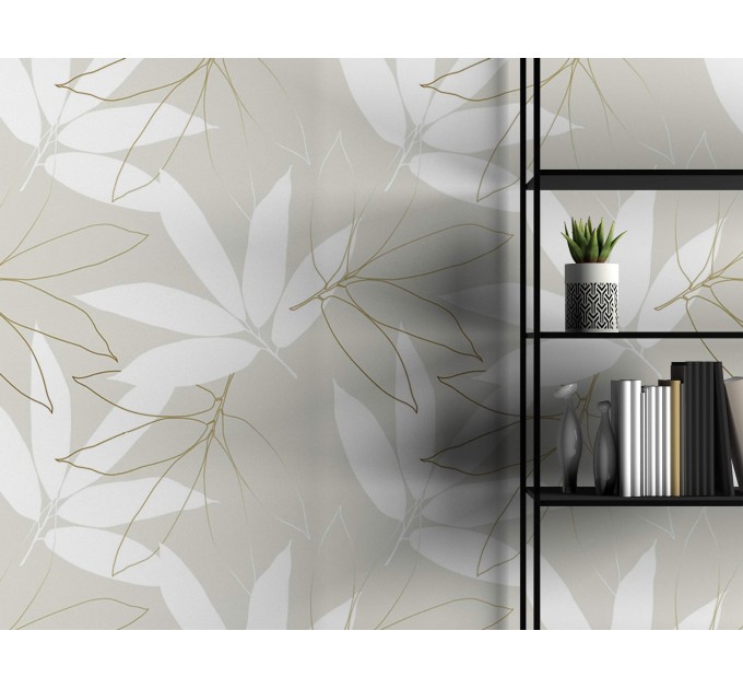 Neutral wallpaper large leaves, minimalist botanical design