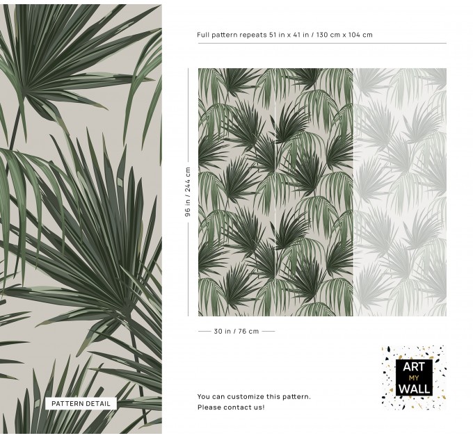 Tropical wallpaper large palm leaves pattern