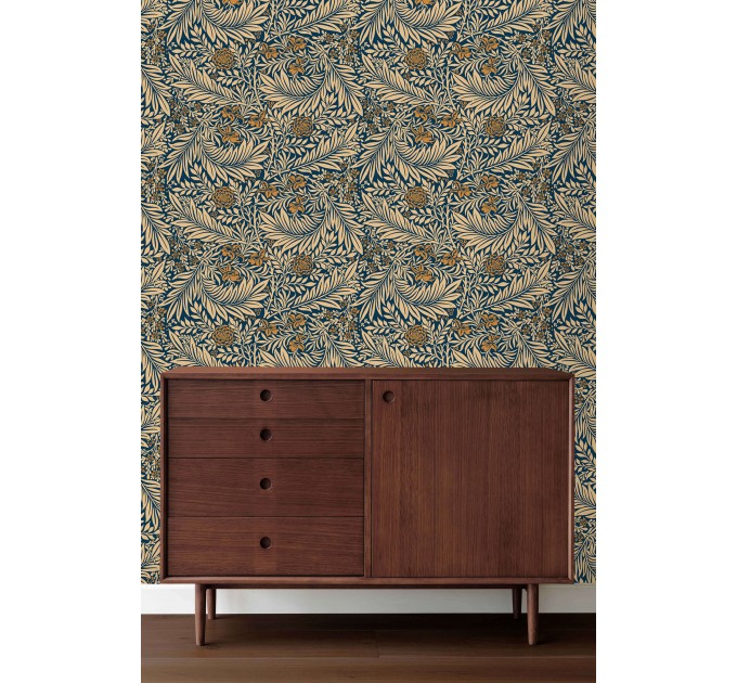Vintage wallpaper botanical floral William Morris style