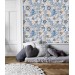 Wallpaper vintage floral ornament blue white flowers