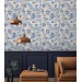 Wallpaper vintage floral ornament blue white flowers