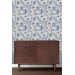 Wallpaper vintage floral ornament blue white flowers
