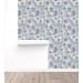 Wallpaper vintage floral ornament blue white flowers