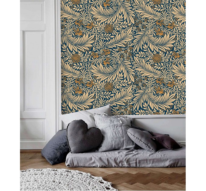 Vintage wallpaper botanical floral William Morris style